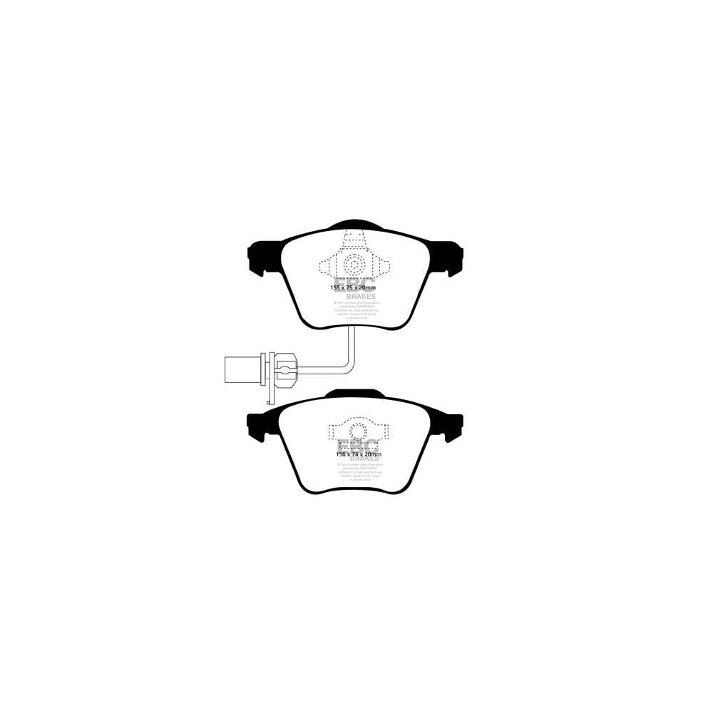 EBC Greenstuff 2000 Brake Pads 156mm x 74mm DP21495 - Front