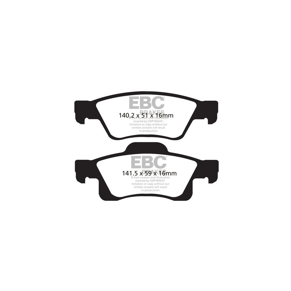 EBC Greenstuff 6000 Brake Pads 141.5mm x 59mm DP61872 - Rear
