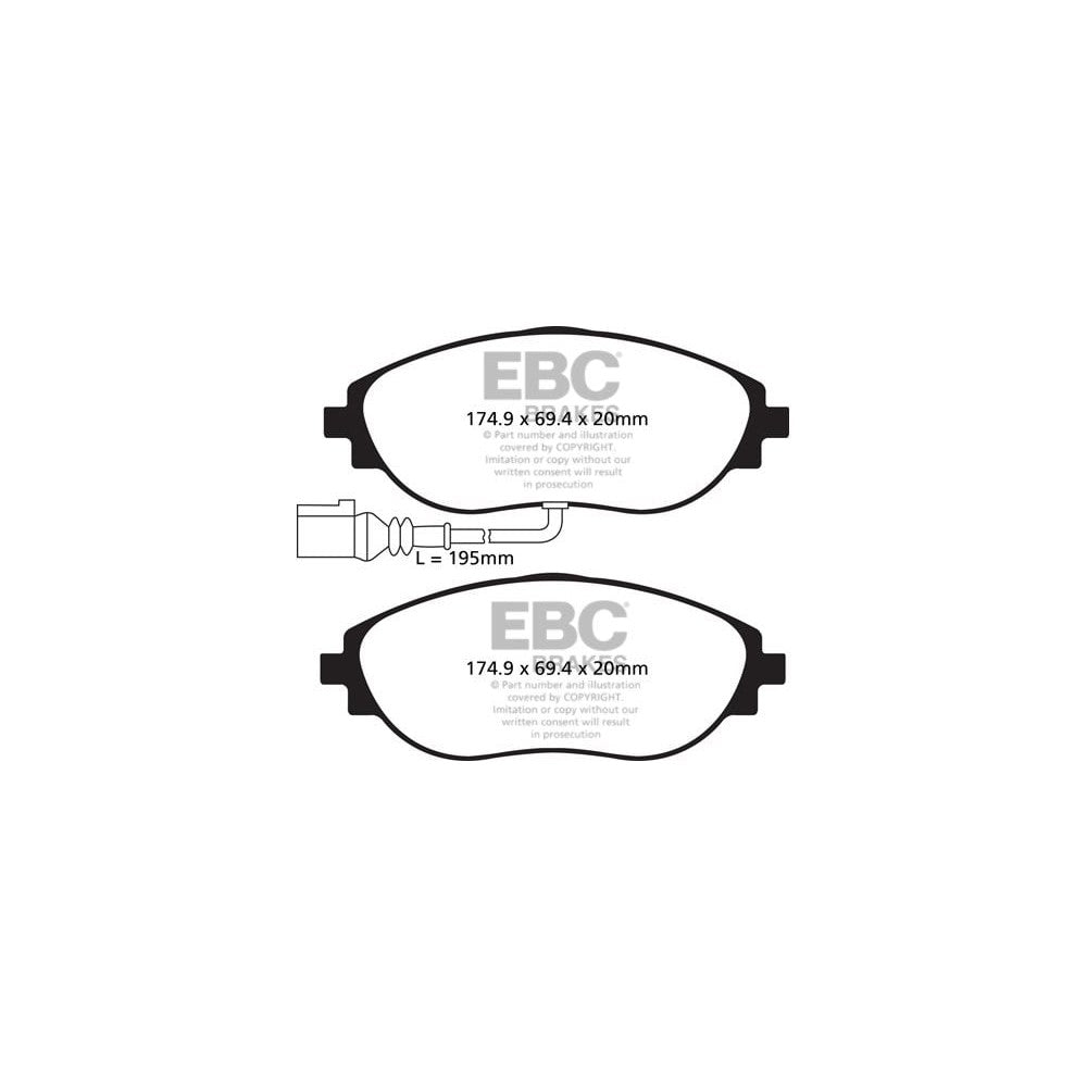 EBC RP-1 Brake Pads 174.9mm x 69.4mm DP82127RP1 - Front