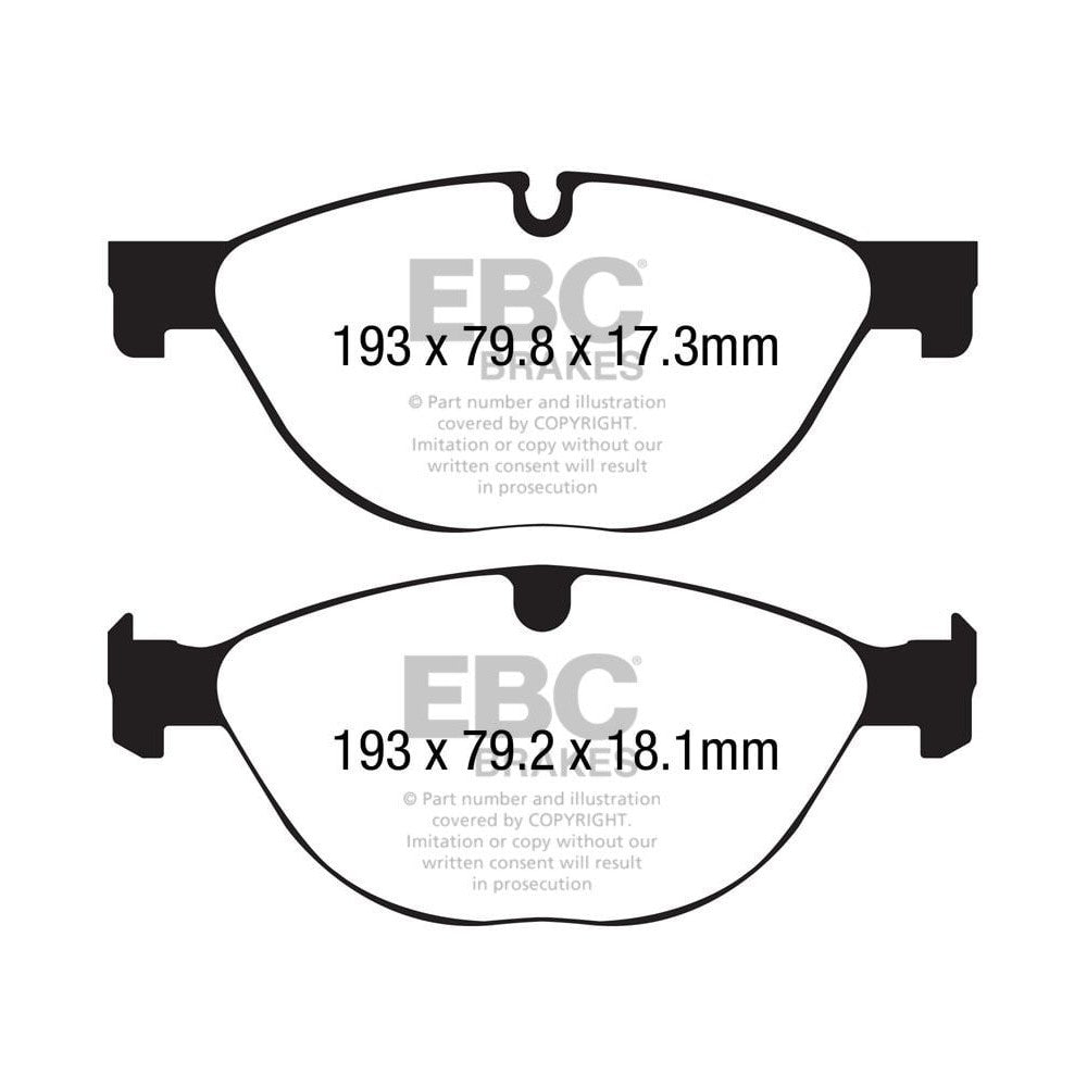 EBC Yellowstuff Brake Pads 193mm x 79.2mm DP42191R - Front