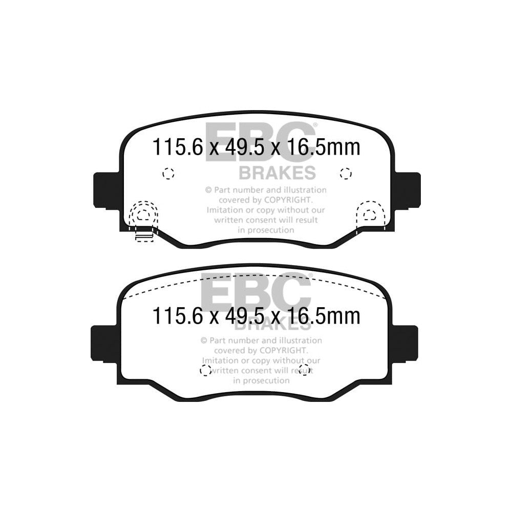 EBC Ultimax Brake Pads 115.6mm x 49.5mm DPX2237 - Rear
