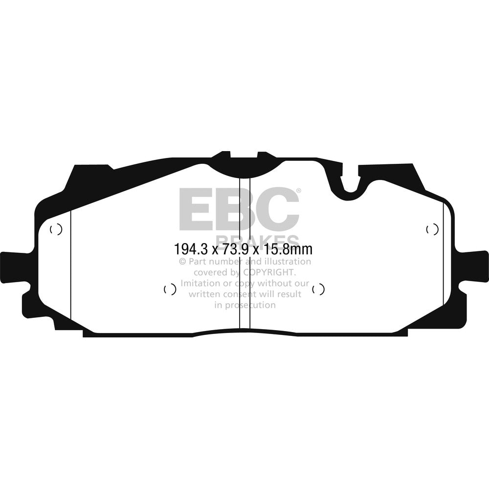 EBC Bluestuff NDX Brake Pads 194.3mm x 73.9mm DP52277NDX - Front
