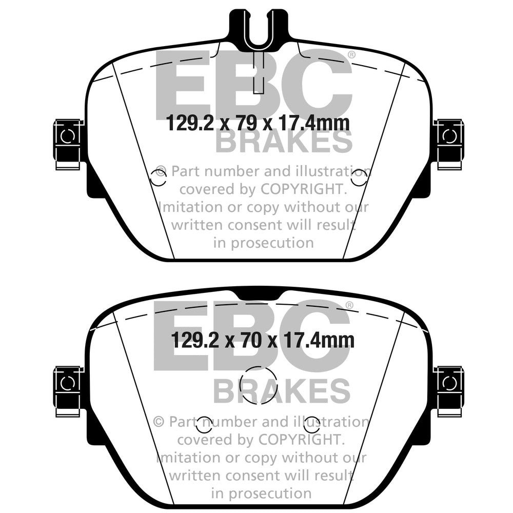 EBC Yellowstuff Brake Pads 129.2mm x 79mm DP42314R - Rear