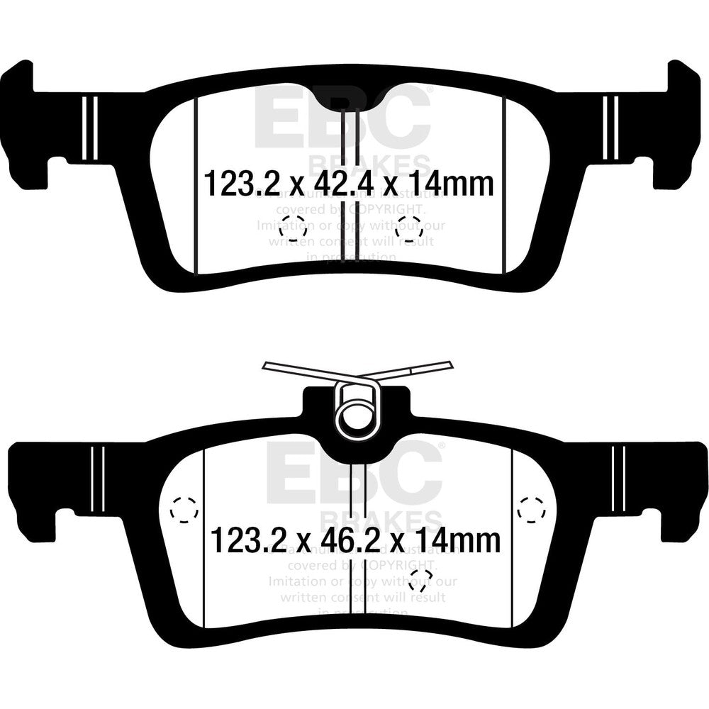 EBC Yellowstuff Brake Pads 123.2mm x 46.2mm DP42319R - Rear
