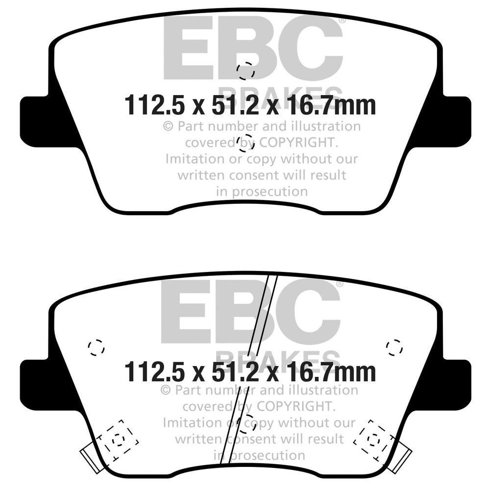 EBC RP-1 Brake Pads 112.5mm x 51.2mm DP82344RP1 - Rear