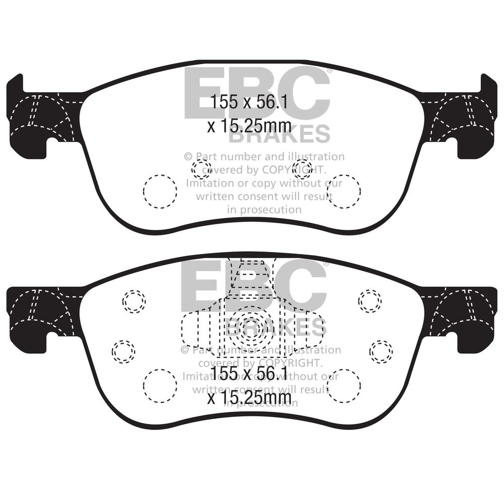 EBC Bluestuff NDX Brake Pads 155mm x 56.1mm DP52353NDX - Front