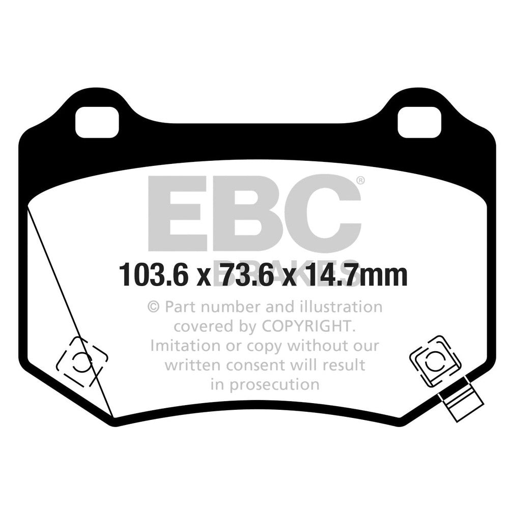 EBC Yellowstuff Brake Pads 104mm x 74mm DP42361R - Rear