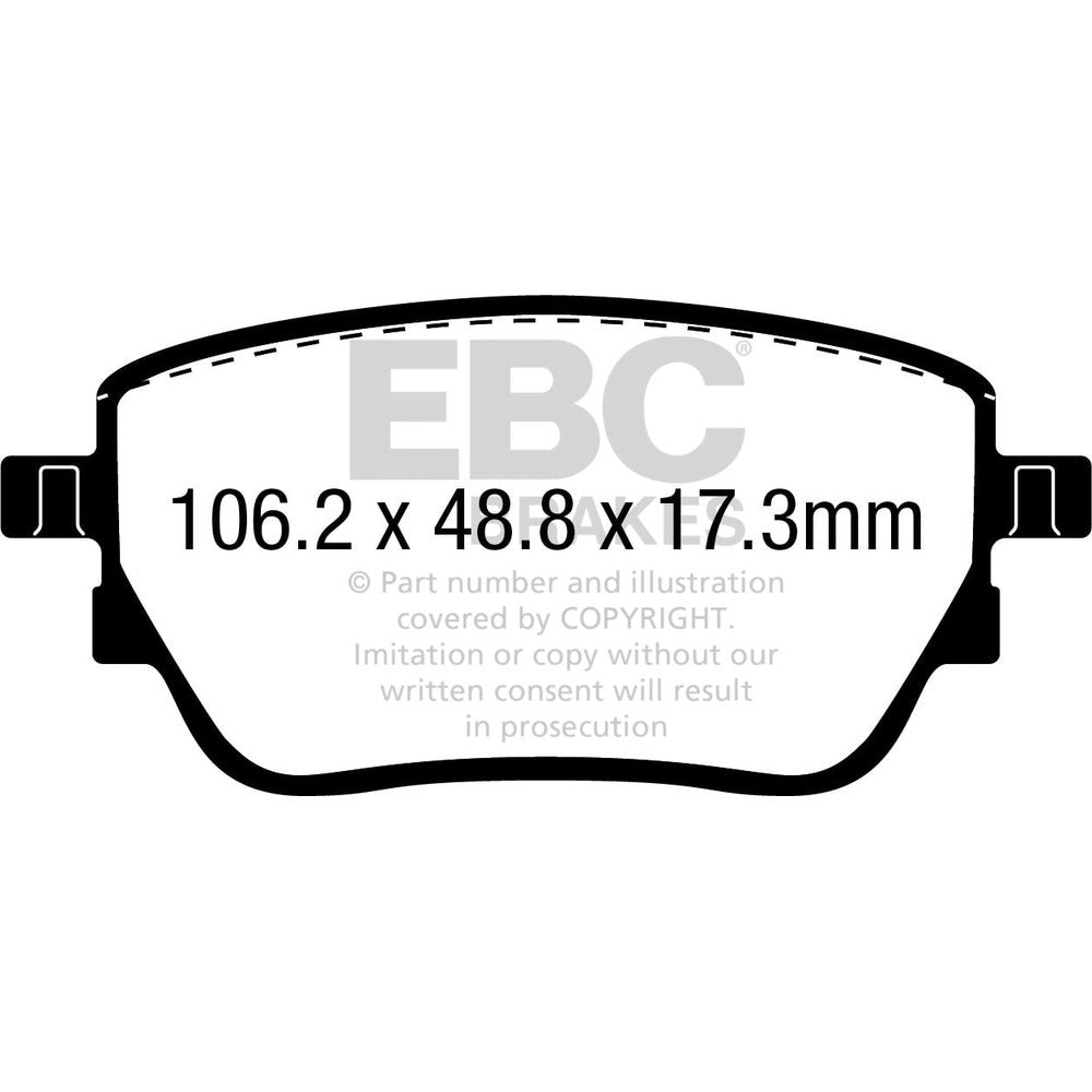 EBC Ultimax Brake Pads 106.2mm x 48.8mm DPX2389 - Rear