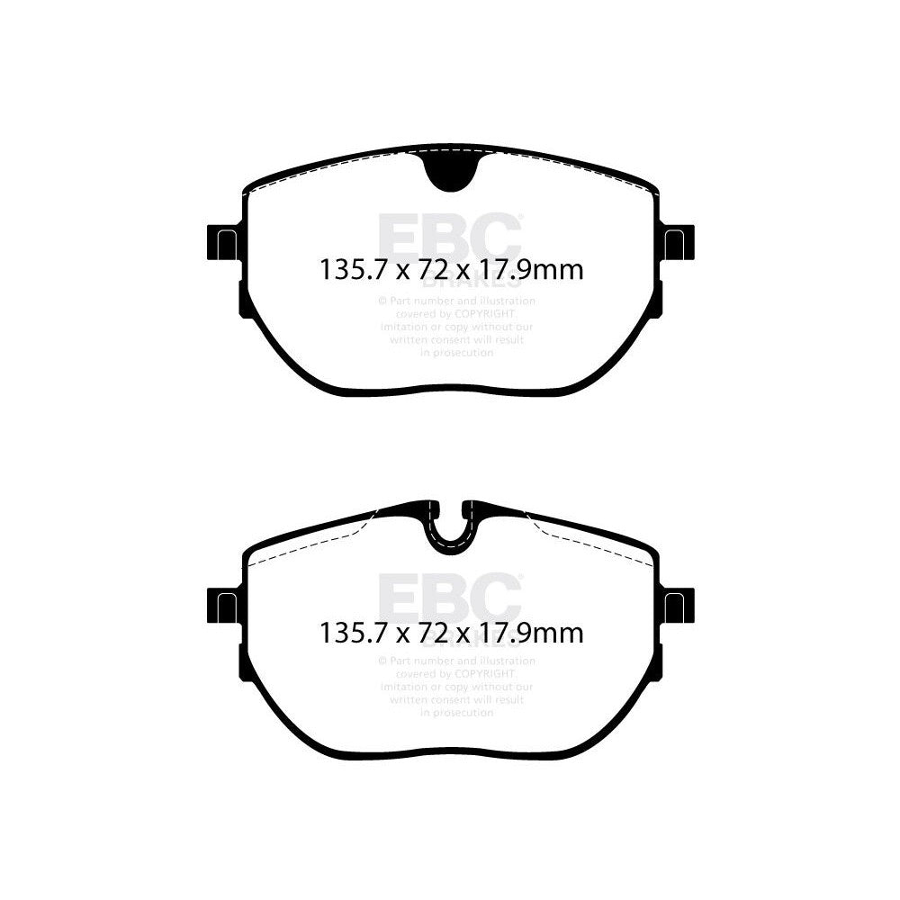 EBC Yellowstuff Brake Pads 135.7mm x 72mm DP42443R - Rear