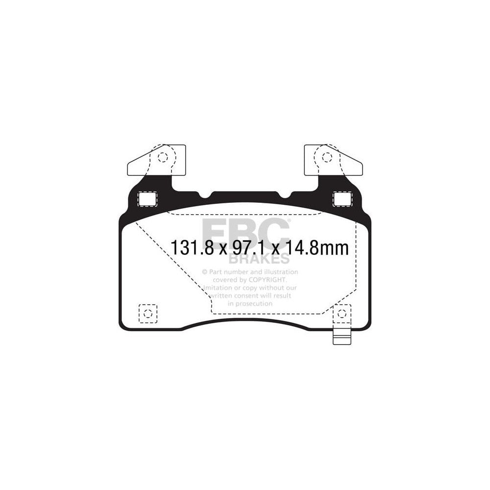 EBC Bluestuff NDX Brake Pads 131.8mm x 97.1mm DP53028NDX - Front