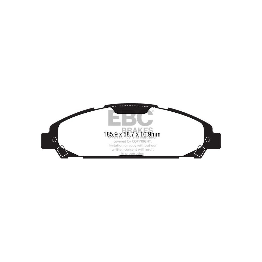 EBC Yellowstuff Brake Pads 185.9mm x 58.7mm DP43039R - Front