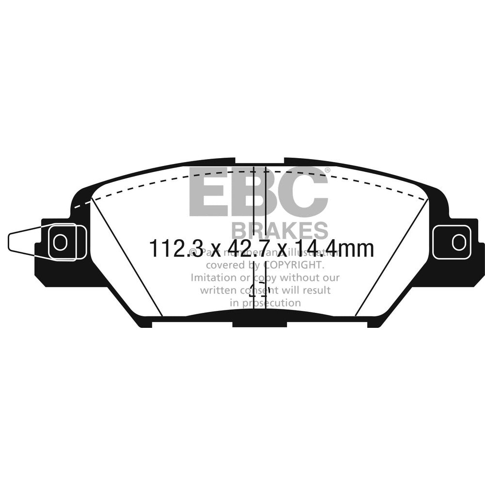 EBC Greenstuff 2000 Brake Pads 112.3mm x 42.7mm DP23071 - Rear