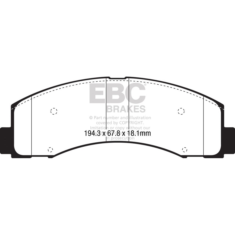 EBC Yellowstuff Brake Pads 194.3mm x 67.8mm DP43088R - Front