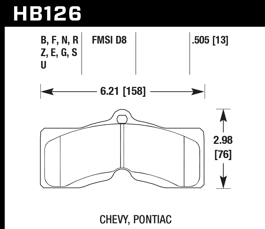 HAWK HP Plus Brake Pads 158mm x 76mm HWK-HB126N.505 - Front