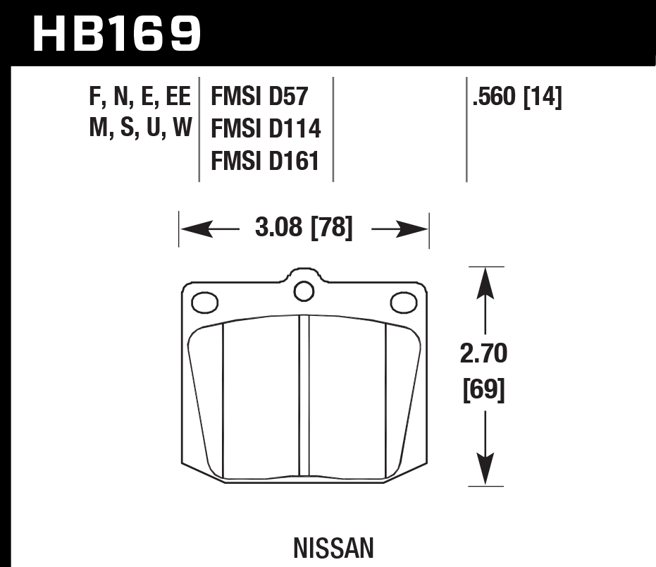 HAWK ER-1 Brake Pads 78mm x 69mm HWK-HB169D.560 - Front