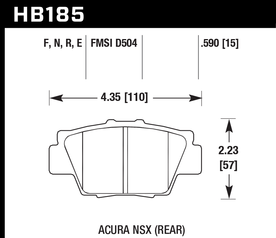 HAWK HP Plus Brake Pads 110mm x 57mm HWK-HB185N.590 - Rear