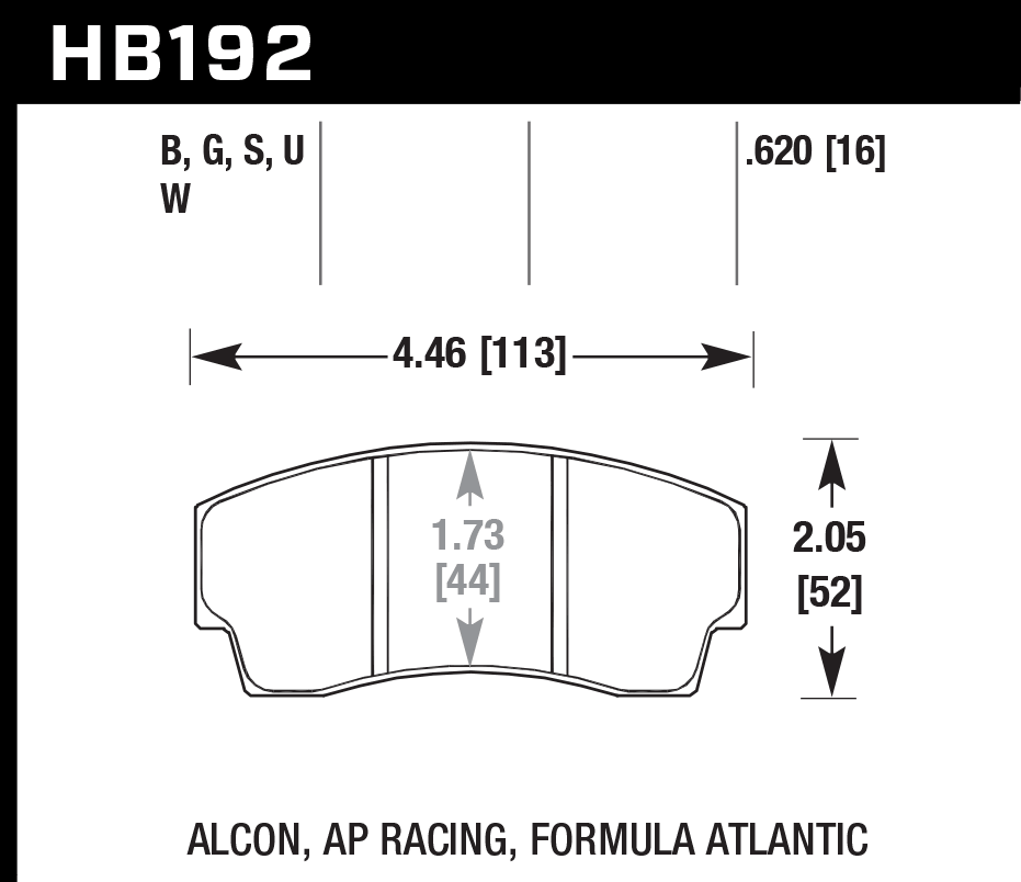 HAWK DTC 70 Brake 113mm x 52mm HWK-HB192U.620 - Rear