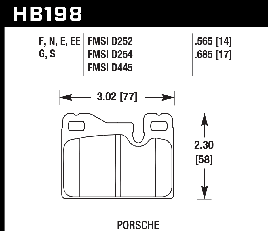 HAWK Blue 9012 Brake Pads 77mm x 58mm HWK-HB198E.685 - Rear