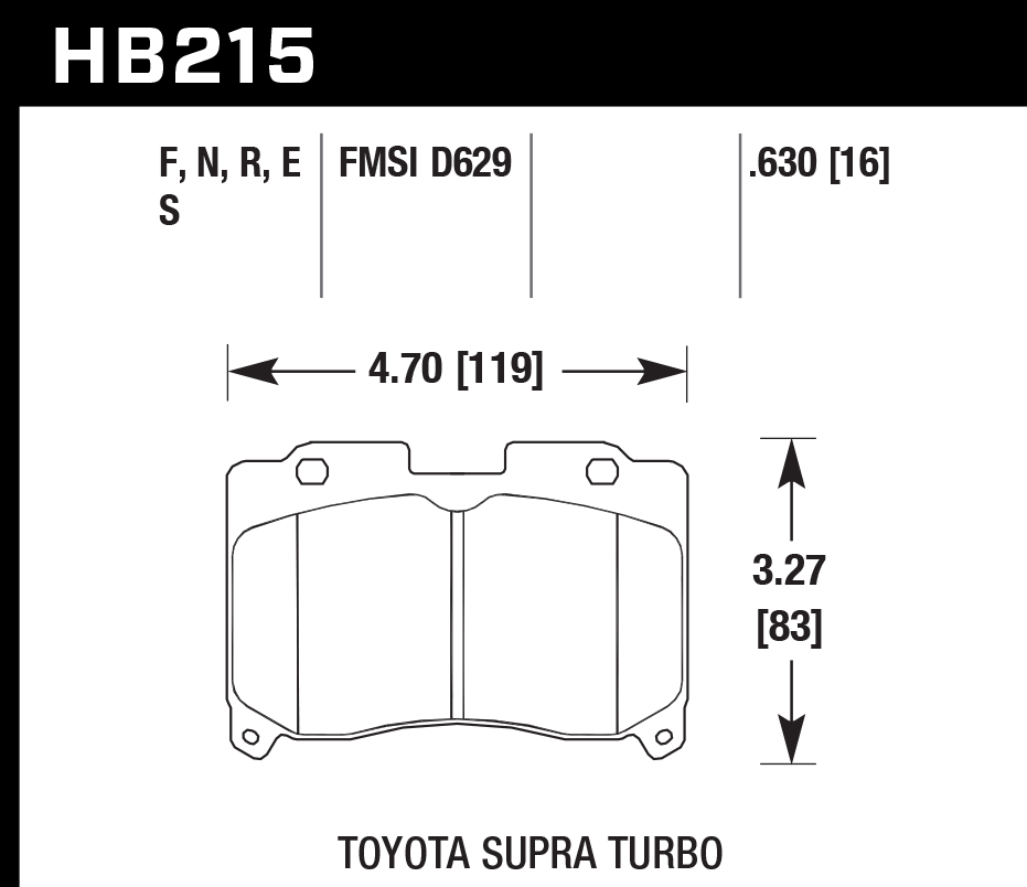 HAWK HT-10 Brake Pads 119mm x 83mm HWK-HB215S.630 - Front