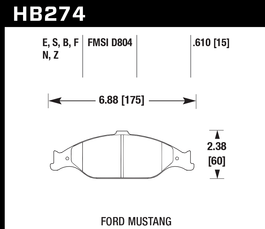 HAWK Blue 9012 Brake Pads 175mm x 60mm HWK-HB274E.610 - Front