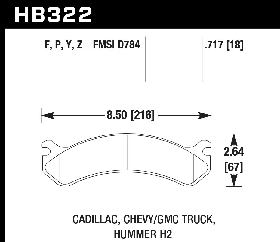 HAWK Superduty Brake Pads 216mm x 67mm HWK-HB322P.717 - Rear