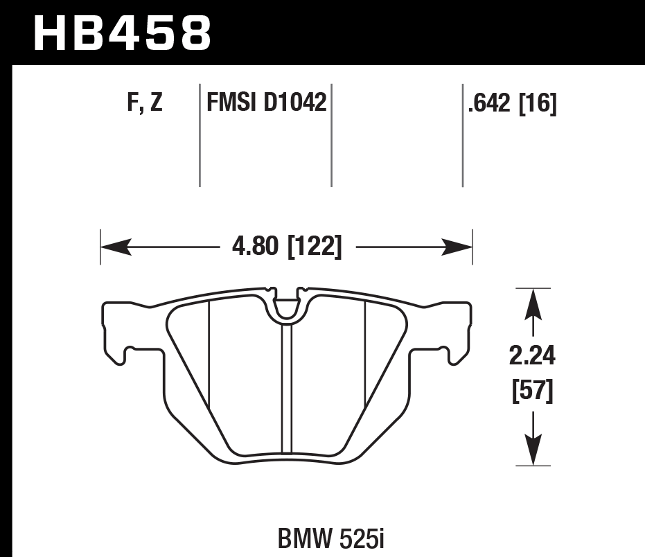 HAWK HPS Brake Pads 122mm x 57mm HWK-HB458F.642 - Rear