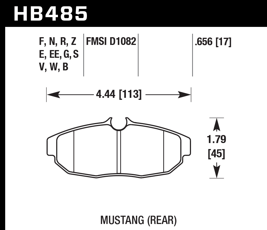 HAWK HPS Brake Pads 113mm x 45mm HWK-HB485F.656 - Rear