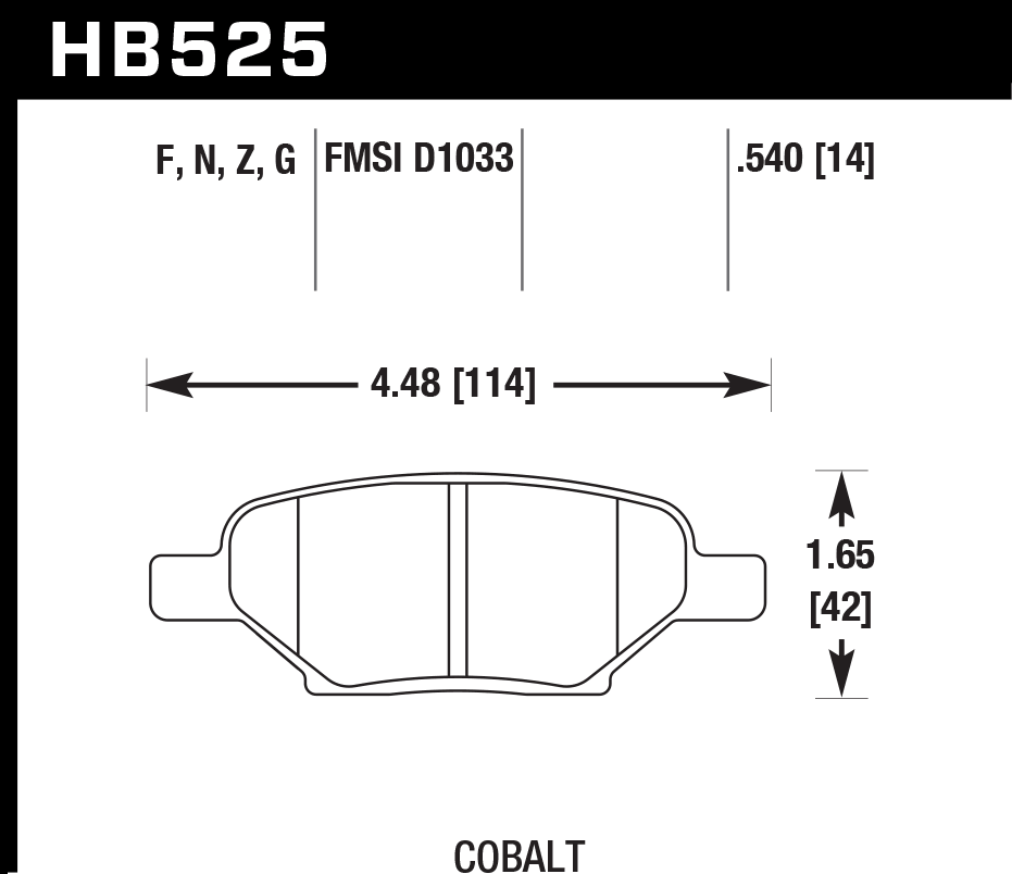 HAWK HPS Brake Pads 114mm x 42mm HWK-HB525F.540 - Rear