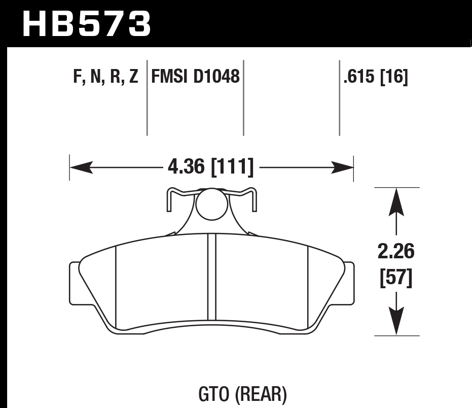 HAWK HPS 5.0 Brake Pads 111mm x 57mm HWK-HB573B.615 - Rear