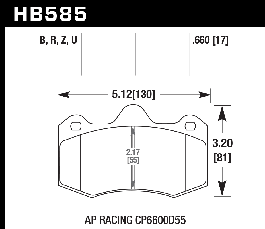 HAWK DTC 70 Brake 130mm x 81mm HWK-HB585U.660 - Rear
