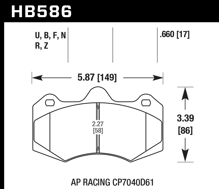 HAWK ER-1 Brake 149mm x 86mm HWK-HB586D.660 - Rear