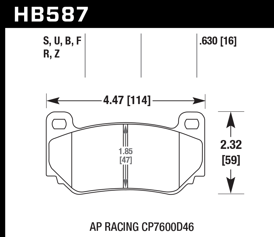 HAWK ER-1 Brake 114mm x 59mm HWK-HB587D.630 - Rear