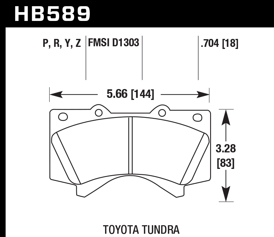 HAWK LTS Brake Pads 144mm x 83mm HWK-HB589Y.704 - Front