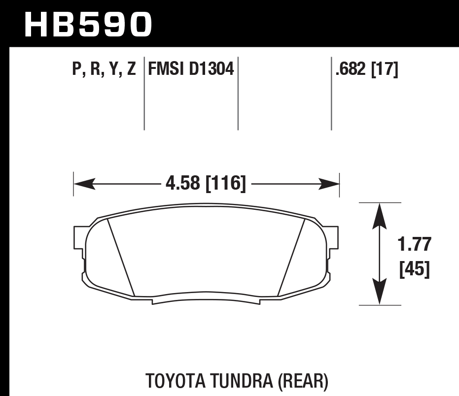 HAWK HP Plus Brake Pads 116mm x 45mm HWK-HB590N.682 - Rear