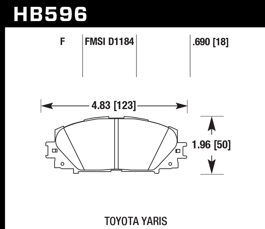 HAWK HPS 5.0 Brake Pads 50mm x 123mm HWK-HB596B.690 - Front