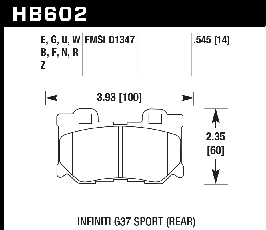 HAWK DTC 30 Brake Pads 100mm x 60mm HWK-HB602W.545 - Rear