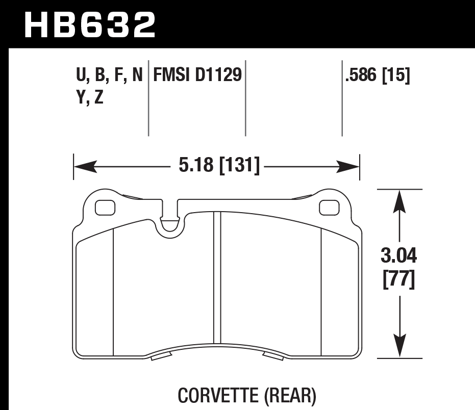 HAWK HPS 5.0 Brake Pads 131mm x 77mm HWK-HB632B.586 - Rear