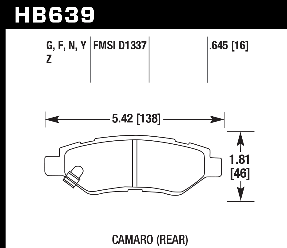 HAWK HPS 5.0 Brake Pads 138mm x 46mm HWK-HB639B.645 - Rear