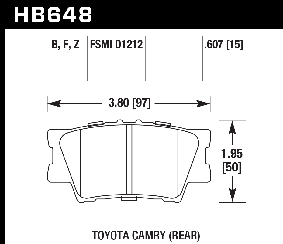 HAWK PC Brake Pads 97mm x 50mm HWK-HB648Z.607 - Rear