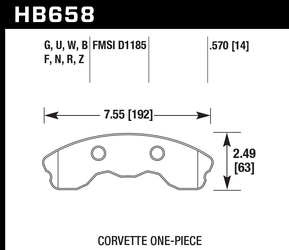 HAWK DTC 80 Brake Pads 192mm x 63mm HWK-HB658Q.570 - Front