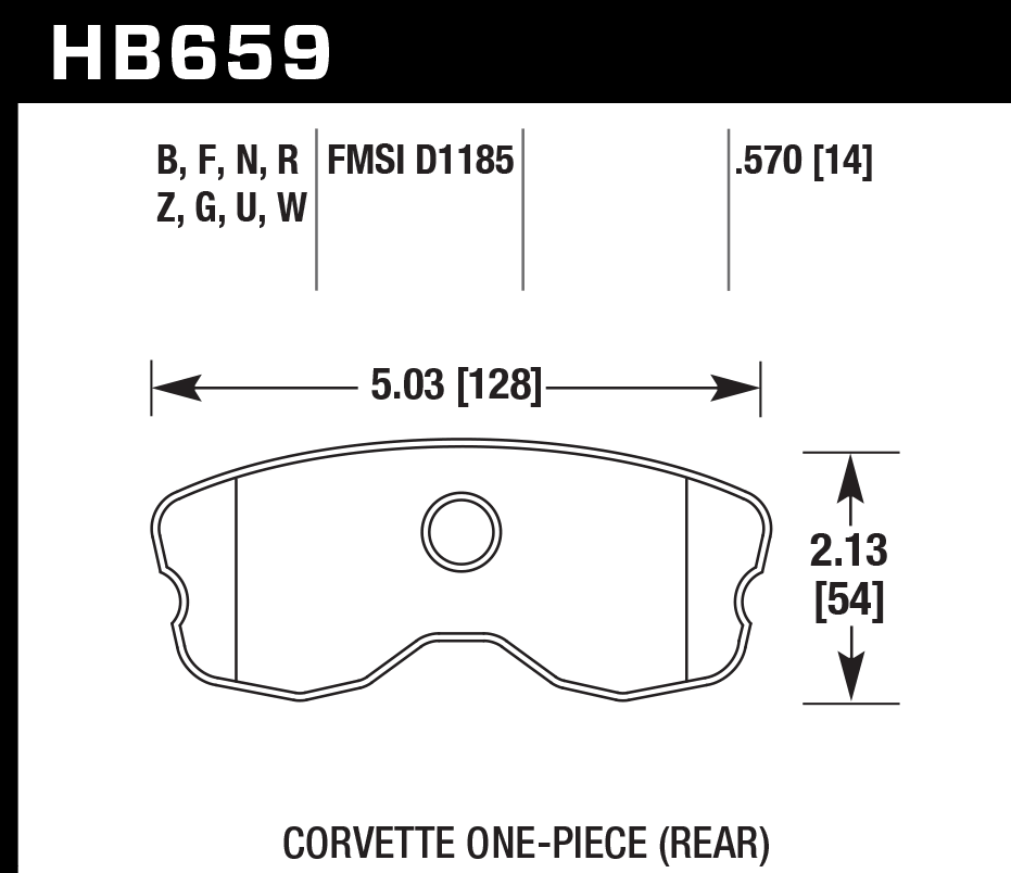 HAWK PC Brake Pads 128mm x 54mm HWK-HB659Z.570 - Rear