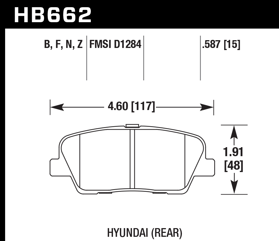 HAWK HP Plus Brake Pads 117mm x 48mm HWK-HB662N.587 - Rear