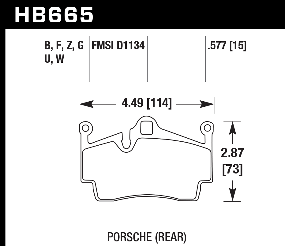 HAWK ER-1 Brake Pads 114mm x 73mm HWK-HB665D.577 - Rear