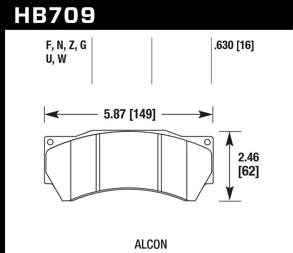 HAWK HPS 5.0 Brake 149mm x 62mm HWK-HB709B.630 - Rear
