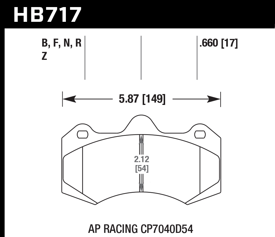 HAWK HPS 5.0 Brake 149mm x 86mm HWK-HB717B.660 - Rear