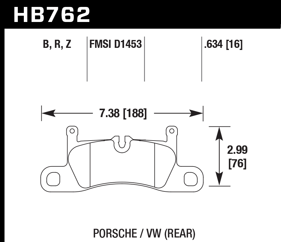 HAWK HPS 5.0 Brake Pads 188mm x 76mm HWK-HB762B.634 - Rear
