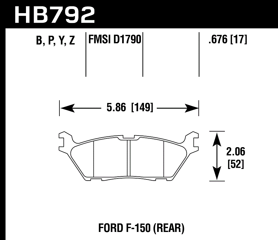 HAWK DTC 60 Brake Pads 149mm x 52mm HWK-HB792G.676 - Rear