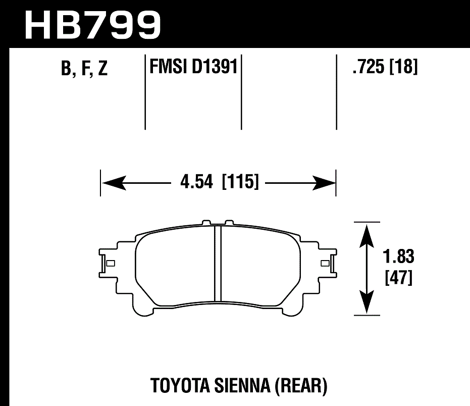 HAWK HPS 5.0 Brake Pads 115mm x 47mm HWK-HB799B.597 - Rear