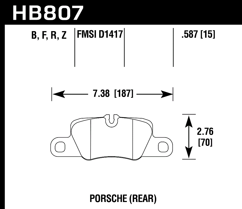 HAWK HP Plus Brake Pads 187mm x 70mm HWK-HB807N.587 - Rear