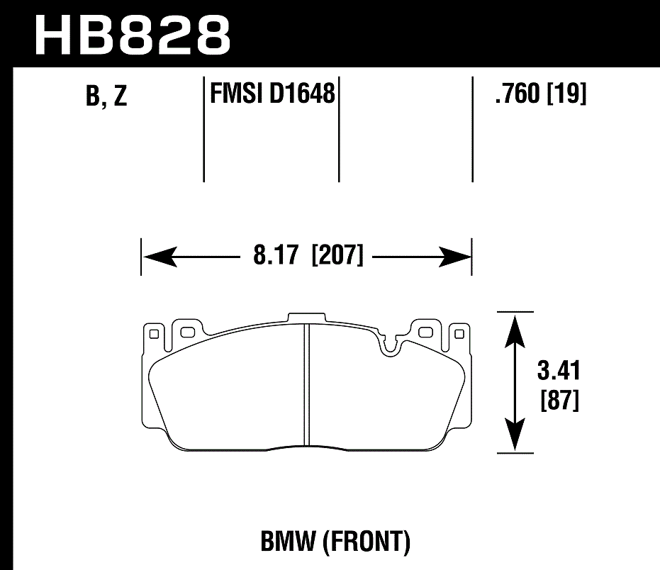 HAWK PC Brake Pads 207mm x 87mm HWK-HB828Z.760 - Front
